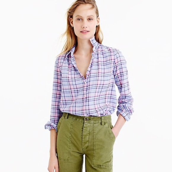 J. Crew Tops - J Crew Women’s Lilac Gathered Popover Shirt 12